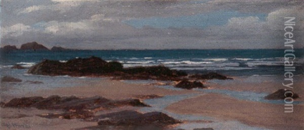 A Coastal Scene At Low Tide Oil Painting - Alfred Ward