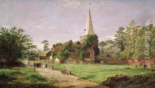 Stoke Poges Church Oil Painting - Jasper Francis Cropsey