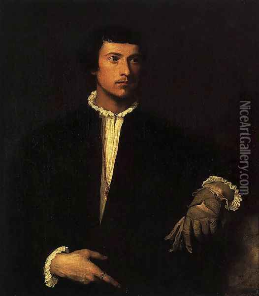Man with a Glove Oil Painting - Tiziano Vecellio (Titian)