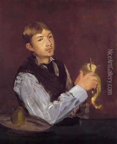 Young Man Peeling a Pear Oil Painting - Edouard Manet