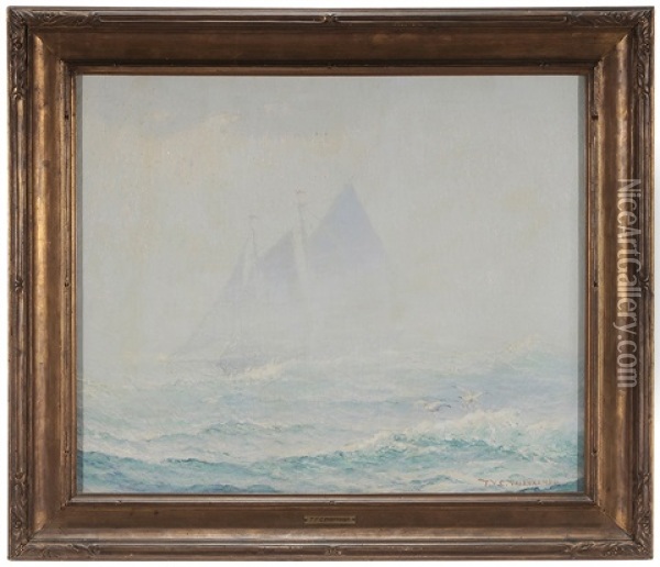 Yachting In The Mist Oil Painting - Theodore Victor Carl Valenkamph