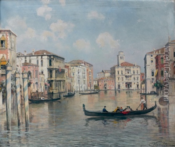 Vue D'un Canal A Venise Oil Painting - Cesare Vianello