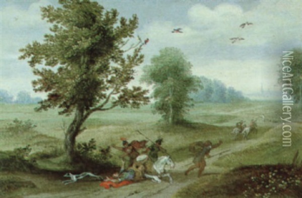 Landschaft Mit Der Bekehrung Des Heiligen Paulus Oil Painting - Jasper van der Laanen