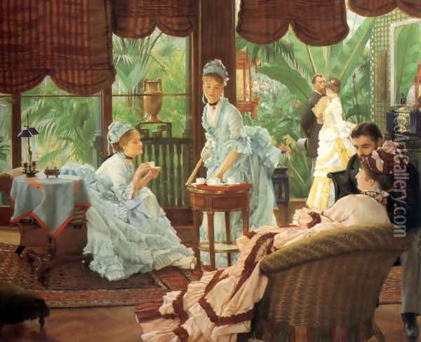In the Conservatory (Rivals) (2) 1875-78 Oil Painting - James Jacques Joseph Tissot