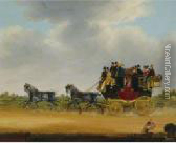 The London - Cirencester Royal Mail Coach Oil Painting - James Pollard