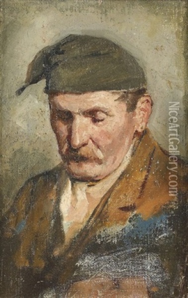 Kopf Eines Bauern Mit Zipfelmutze Oil Painting - Albert Anker