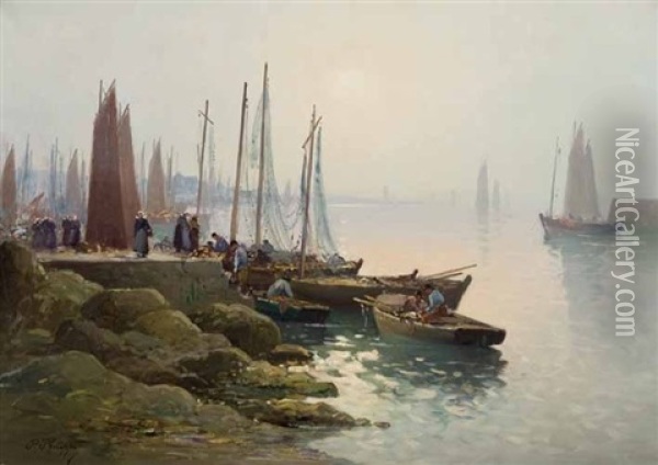 Voiliers Au Port Oil Painting - Paul Philippe