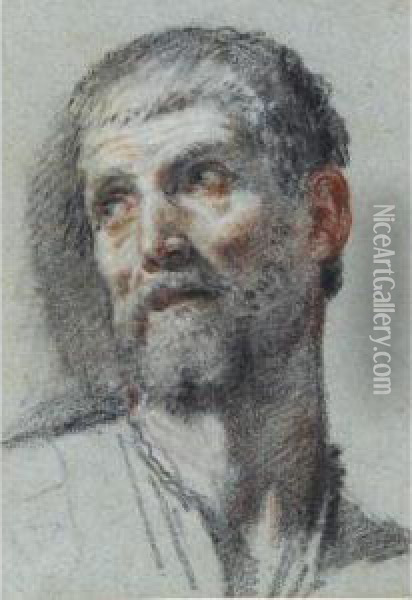 Head Of A Man, Turned To The Left Oil Painting - Fra Semplice Da Verona