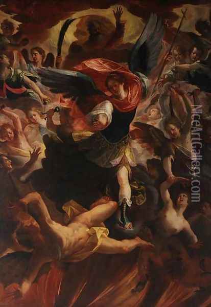 The Archangel Michael Vanquishing the Devil Oil Painting - Antonio Maria Viani