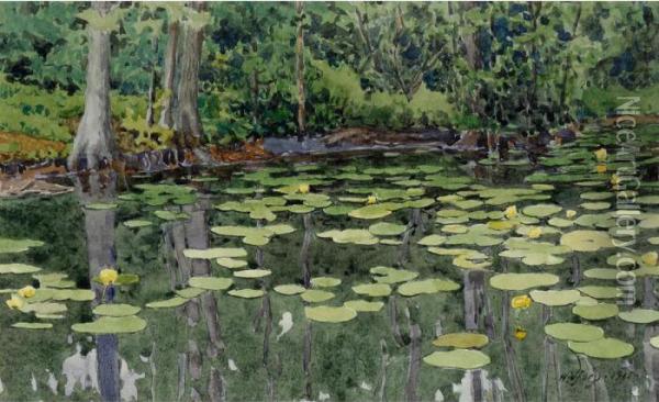 Lily Pads Oil Painting - Gunnar M. Widforss