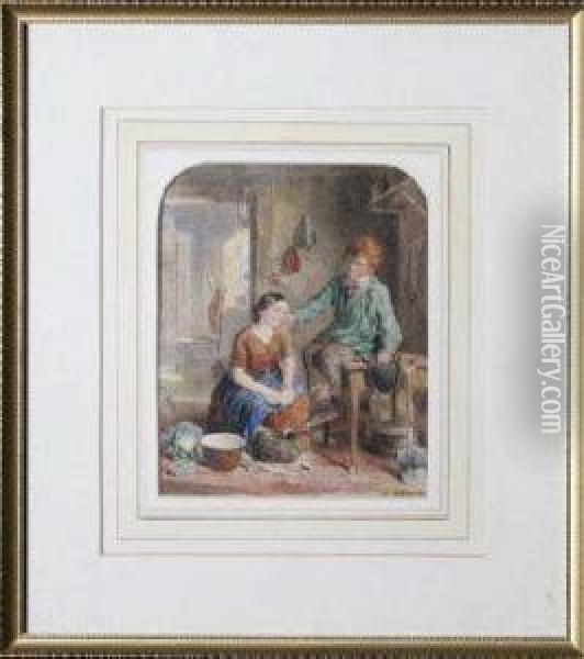 A Scene In A Victorian Scullery Oil Painting - William Hemsley