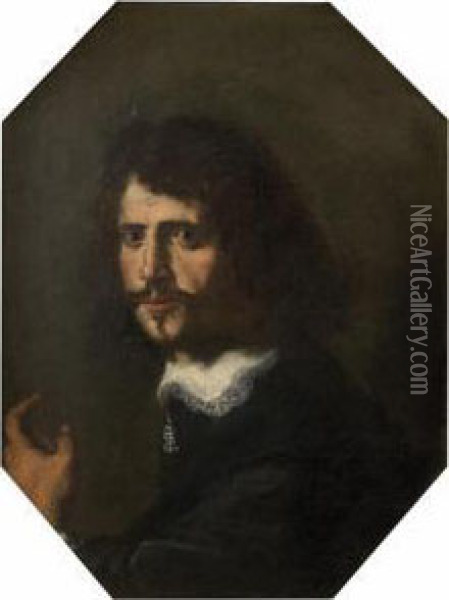 Portrait D'homme Au Col Blanc Oil Painting - Giovanni Bernardo Carbone