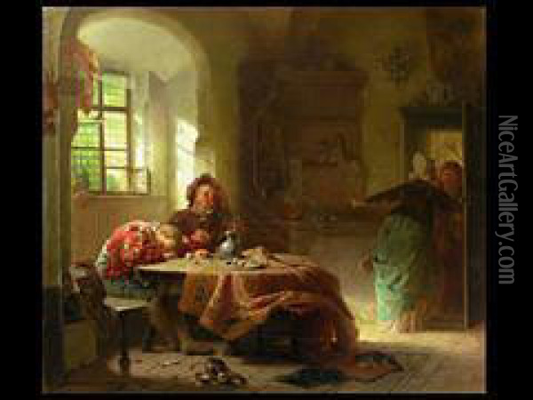 Die Schlafenden Zecher Oil Painting - Wilhelm Sen Roegge
