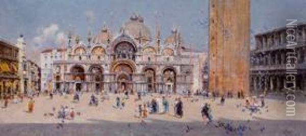 Venecia. Plaza De San Marcos Oil Painting - Antonio Reyna Manescau