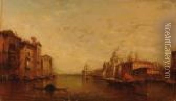 Veduta Del Canal Grande Con La Chiesa Della Salute Oil Painting - Alfred Pollentine