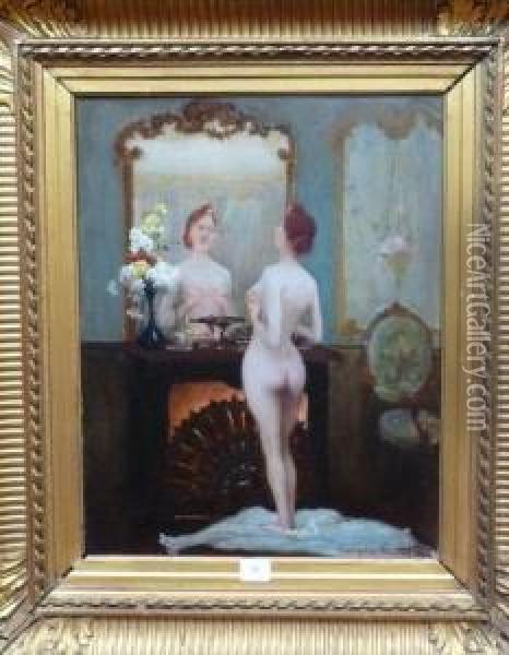 Nu Au Miroir Oil Painting - Georges Castex