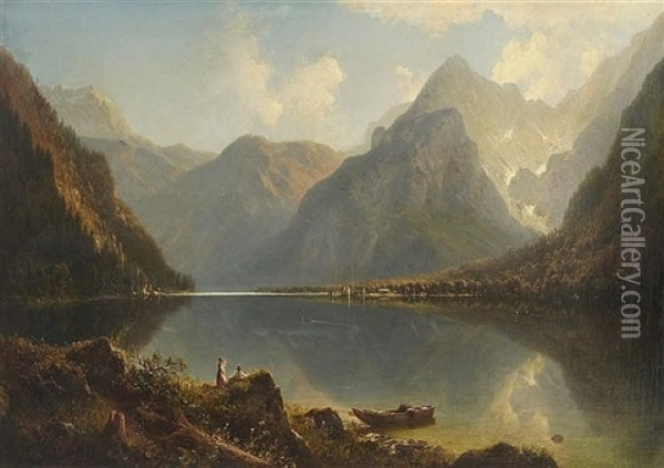 A View Of The Konigssee Oil Painting - Julius Lange