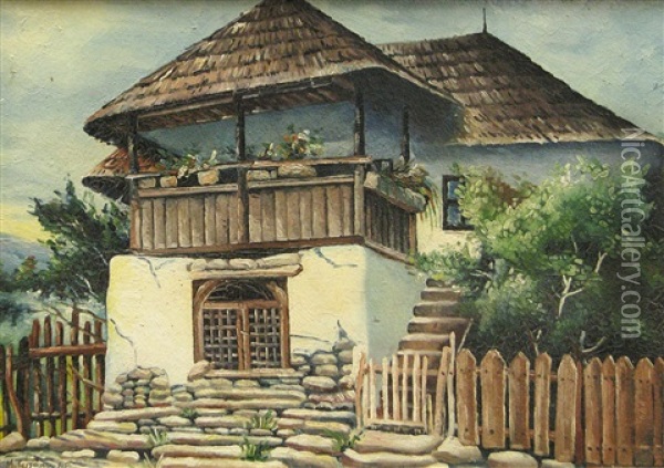 Oltenian House Oil Painting - Misu Teisanu