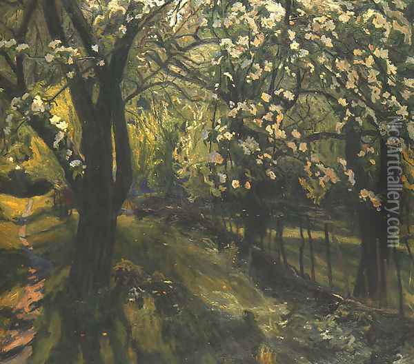 Blossoming Apple Tree Oil Painting - Stanislaw Kamocki