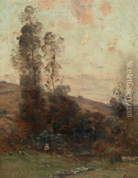 Landschaft Mit Figurenstaffage Oil Painting - Louis Aime Japy