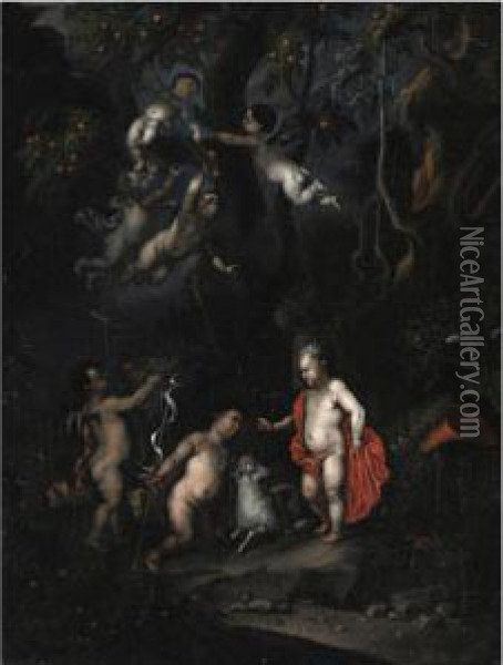 Gesu, San Giovannino E Angeli Oil Painting - Vincenzo Malo