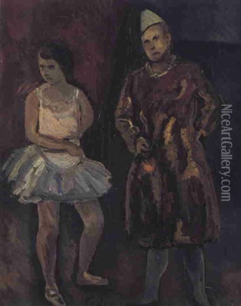 Circus Performers Oil Painting - Adolphe Aizik Feder