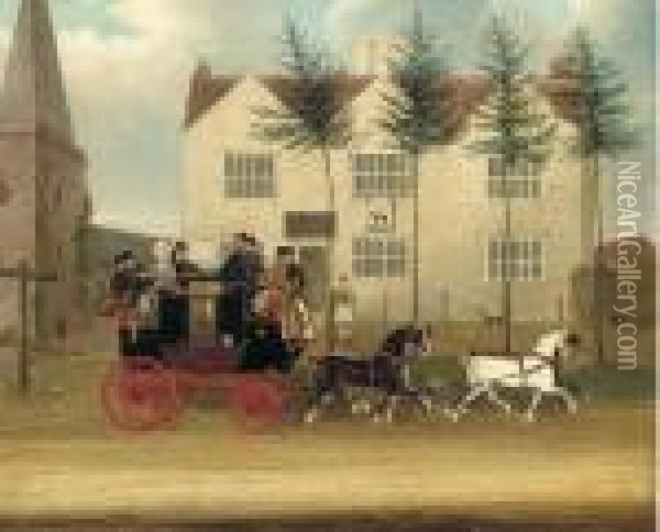 The Guildford To London Coach Passing Before An Inn Oil Painting - James Pollard