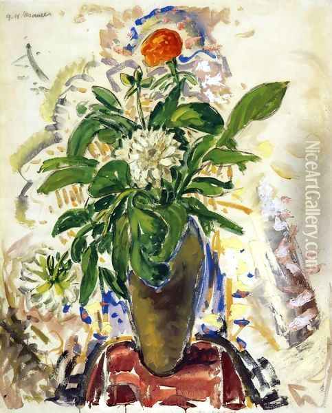 Still Life with Orange Carnation 1926-1928 Oil Painting - Alfred Henry Maurer