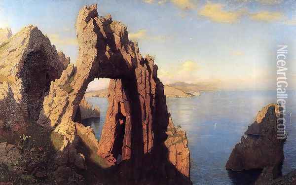 Natural Arch at Capri 2 Oil Painting - William Stanley Haseltine