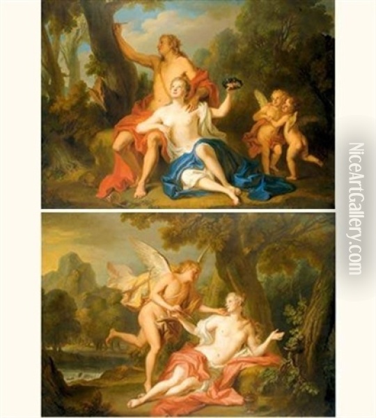 Scenes De L'histoire D'angelique Et Medor (pair) Oil Painting - Noel Nicolas Coypel