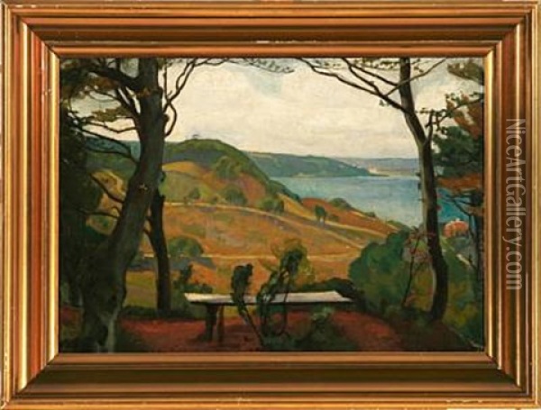 Overlooking Munkebjerg Hill In Vejle, Denmark Oil Painting - Lili Elbe