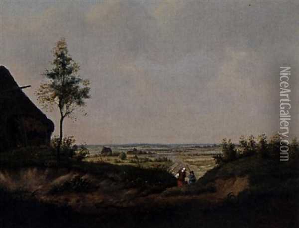 Landscape With Peasants Oil Painting - Jan Pieter Waterloo