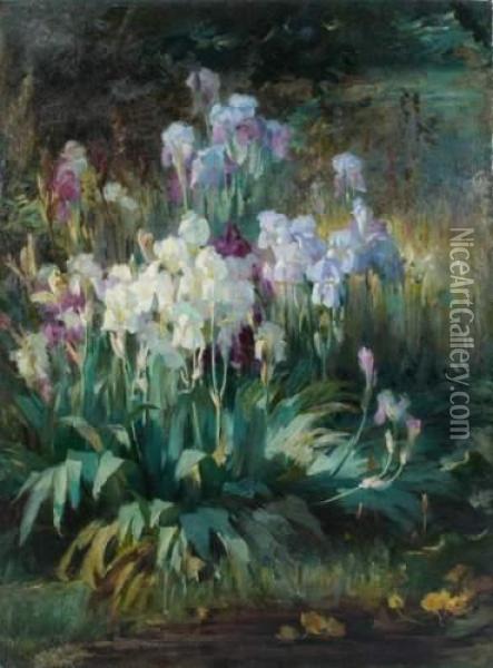 Les Iris Oil Painting - Claudia Bret-Charbonnier