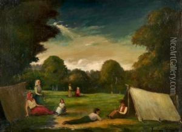 Encampment Oil Painting - Bela Ivanyi Grunwald