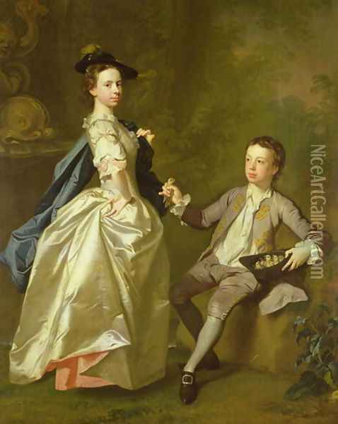 The Hon. Rachel Hamilton and her brother, the Hon. Charles Hamilton, 1740 Oil Painting - Allan Ramsay