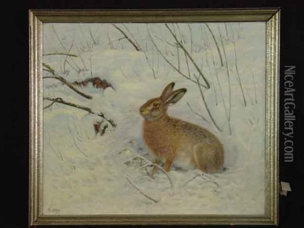 Hase Im Winter Oil Painting - Christian Haug