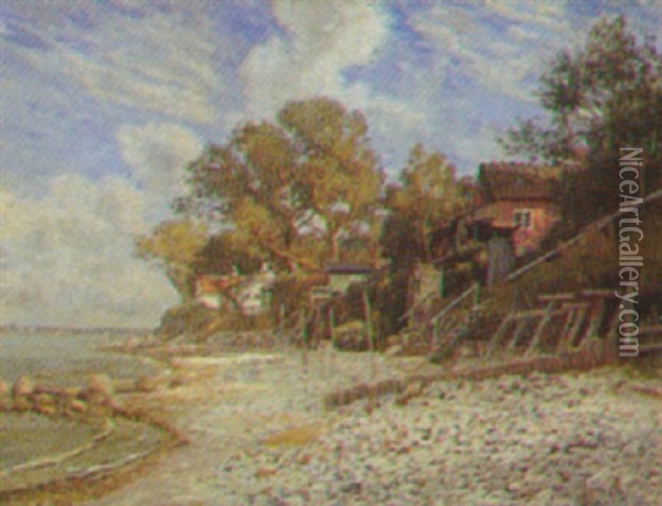 Stranden Ved Aalsgaarde, Sommer Oil Painting - Olaf Viggo Peter Langer
