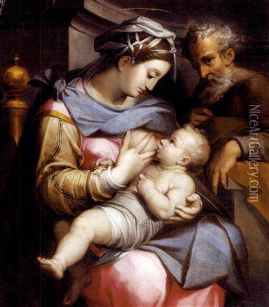 Sacra Famiglia Oil Painting - Orazio Samacchini