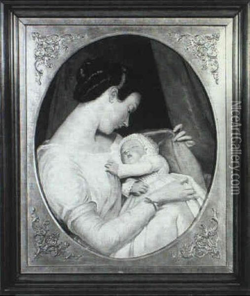 Mother And Child Oil Painting - Charles Cromwell Ingham