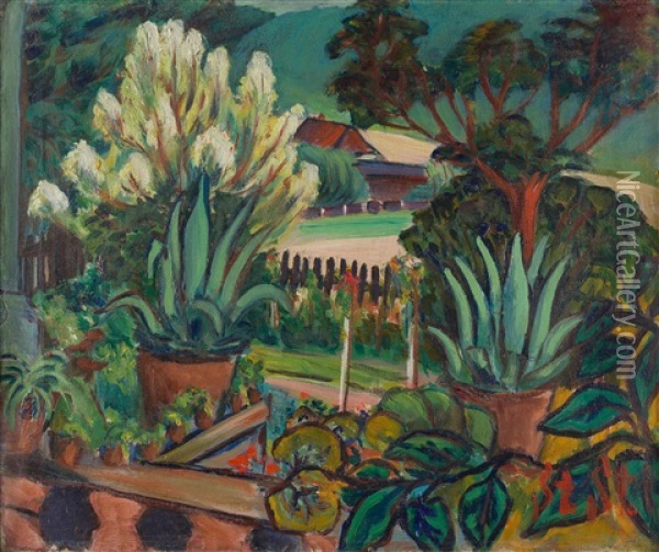 Ausblick In Den Garten Oil Painting - Stanislaw Stuckgold