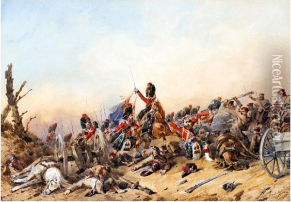 A Group Of Watercoloursshowing Scenes During The Battle Of Balaklava Oil Painting - Orlando Norie