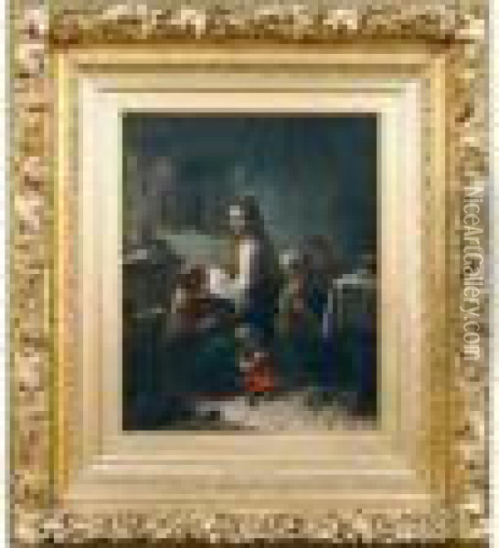 A Mother And Her Children Oil Painting - Meyer Georg von Bremen