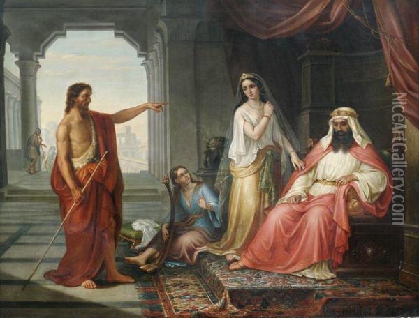 Die Strafpredigt Johannes Des Taufers Vor Herodes Oil Painting - Giulia Cheli Capella