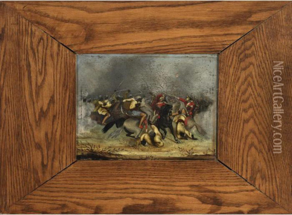 Moroccan Horsemen In Battle Oil Painting - Eugene Delacroix