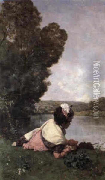 L'apres-midi Au Bord De La Seine Oil Painting - Ferdinand Heilbuth