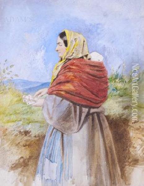 Study Of A Gypsy Fortune Teller Oil Painting - Erskine Nicol