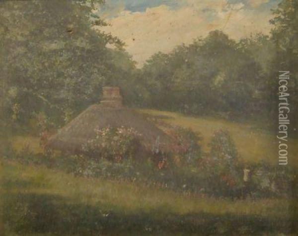 Inscribed To Slip The Bungalow Oil Painting - Henry Crowther