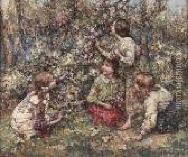 Picking Blossom Oil Painting - Edward Atkinson Hornel