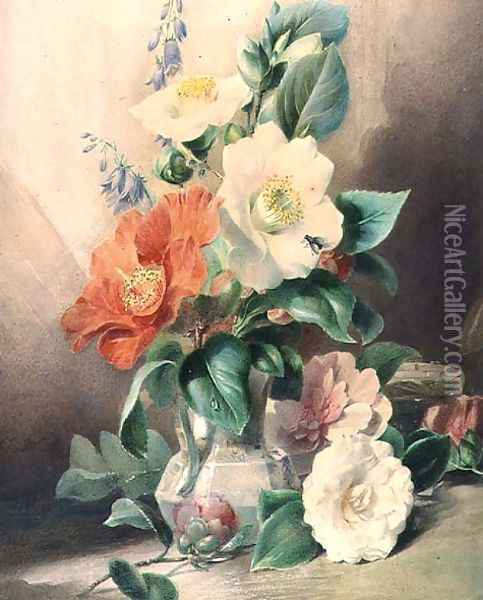 Camellias Oil Painting - Valentine Bartholomew