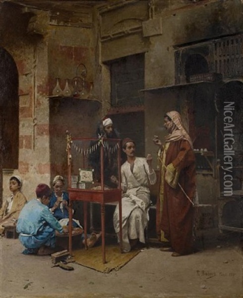 The Tobacco Seller, Cairo Oil Painting - Raphael von Ambros